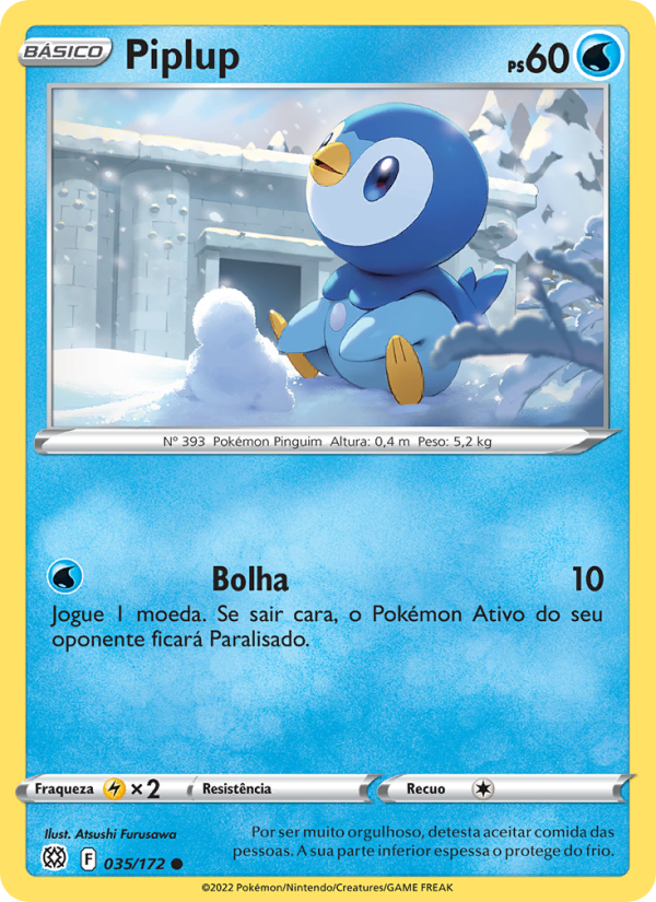 Piplup 035 — Astros Cintilantes (Portuguese Pokémon TCG card)