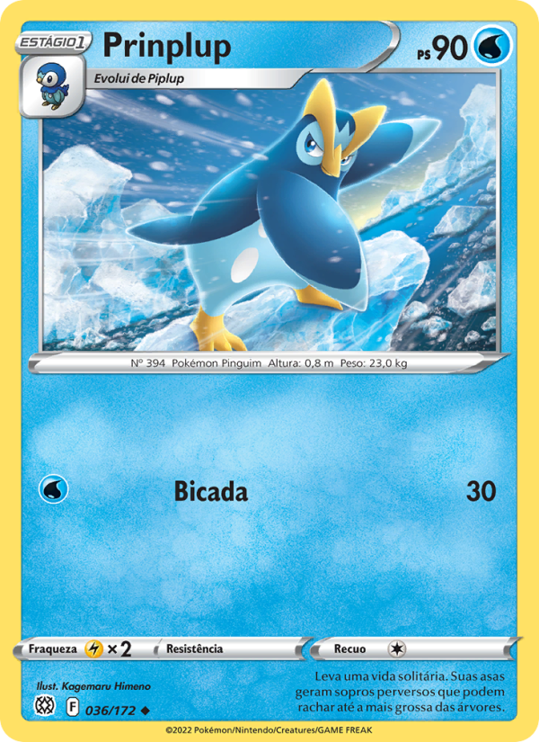 Prinplup 036 — Astros Cintilantes (Portuguese Pokémon TCG card)