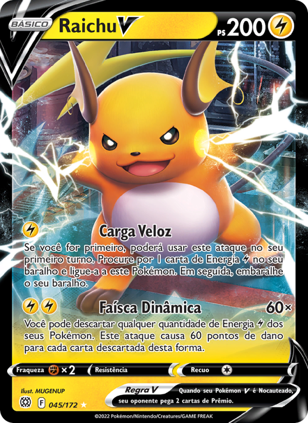 Raichu V 045 — Astros Cintilantes (Portuguese Pokémon TCG card)
