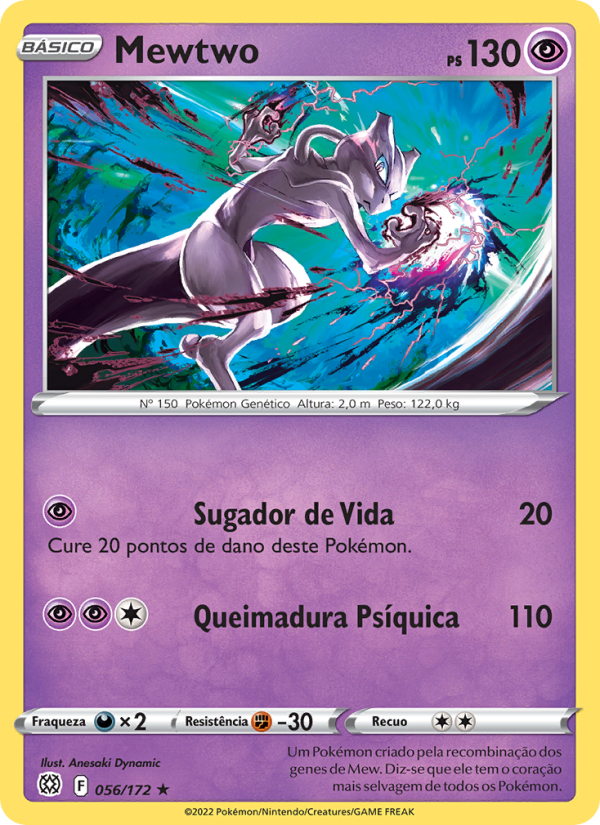 Mewtwo 056 — Astros Cintilantes (Portuguese Pokémon TCG card)