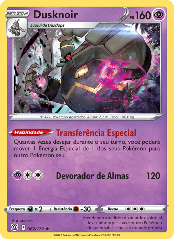 Dusknoir 062 — Astros Cintilantes (Portuguese Pokémon TCG card)