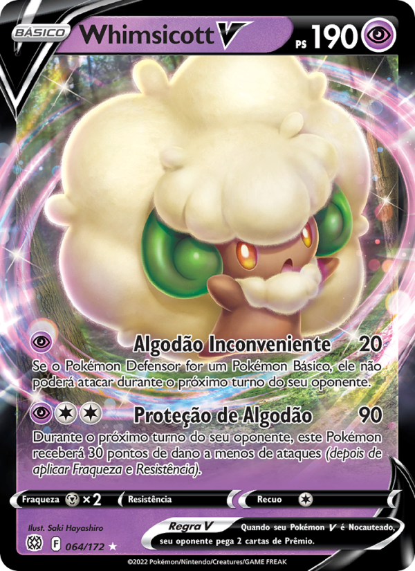 Whimsicott V 064 — Astros Cintilantes (Portuguese Pokémon TCG card)