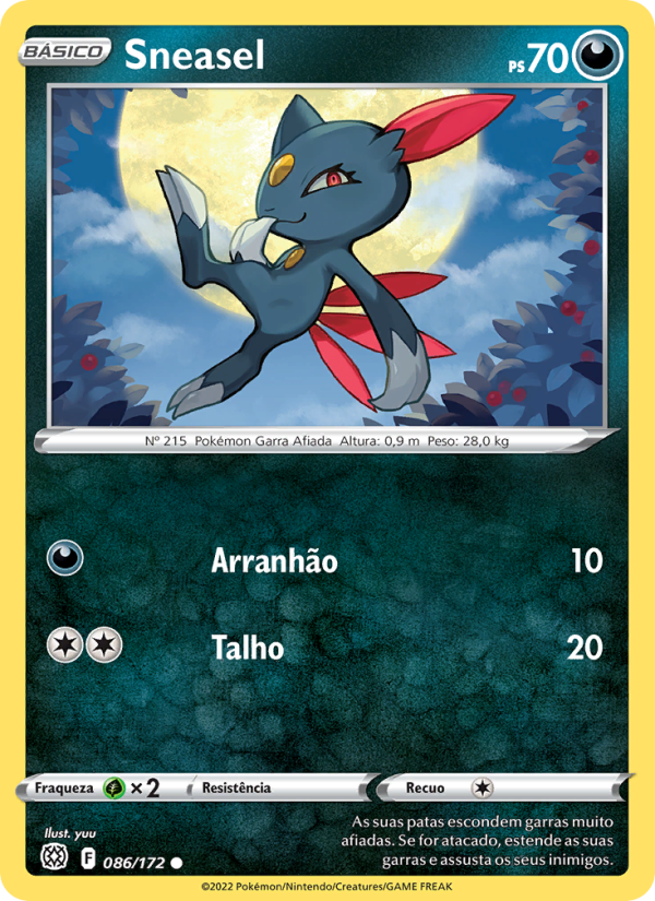 Sneasel 086 — Astros Cintilantes (Portuguese Pokémon TCG card)