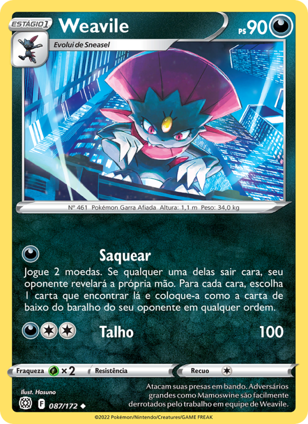 Weavile 087 — Astros Cintilantes (Portuguese Pokémon TCG card)