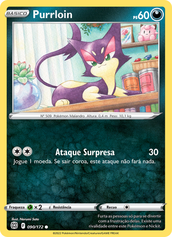 Purrloin 090 — Astros Cintilantes (Portuguese Pokémon TCG card)
