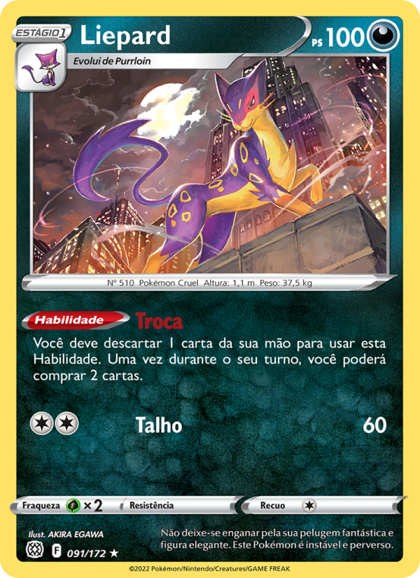 Liepard 091 — Astros Cintilantes (Portuguese Pokémon TCG card)