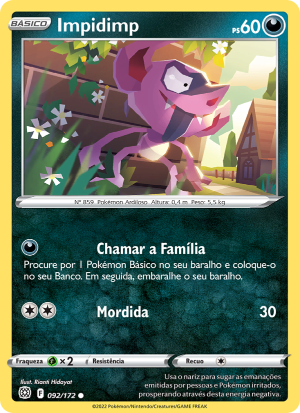 Impidimp 092 — Astros Cintilantes (Portuguese Pokémon TCG card)
