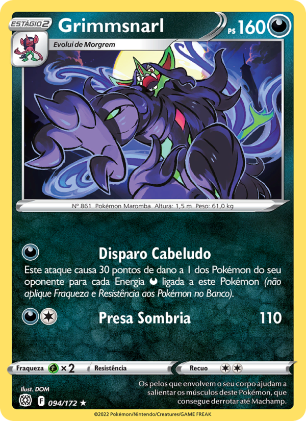 Grimmsnarl 094 — Astros Cintilantes (Portuguese Pokémon TCG card)