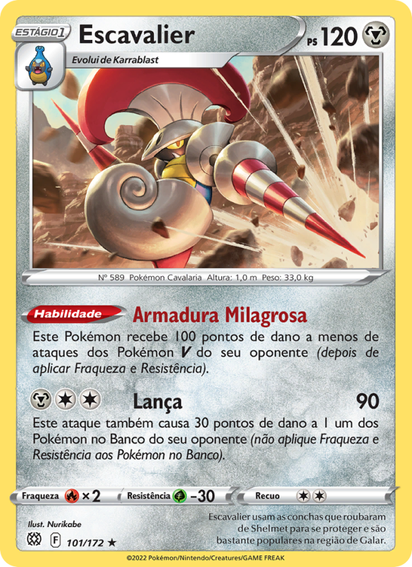 Escavalier 101 — Astros Cintilantes (Portuguese Pokémon TCG card)