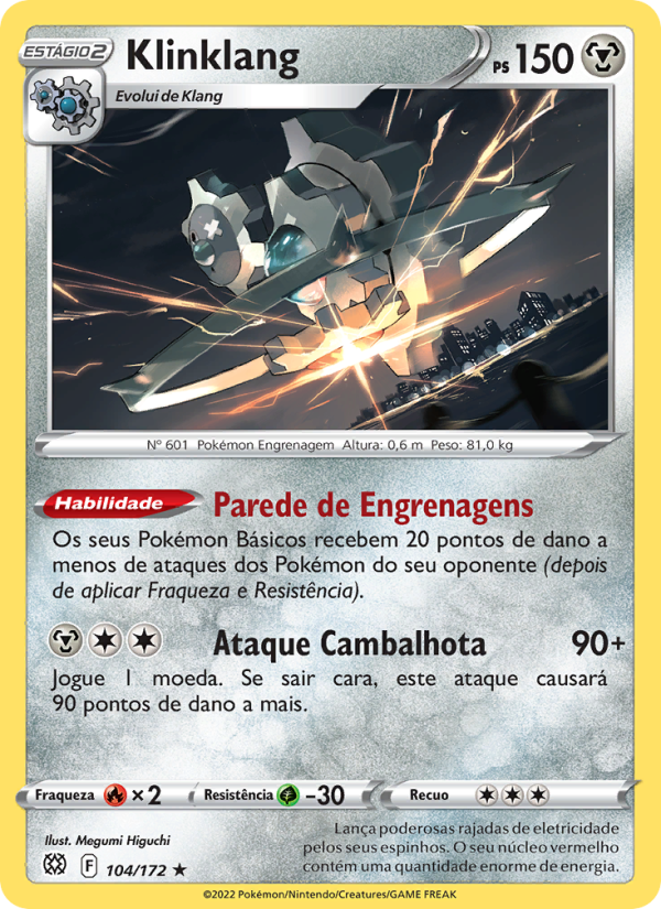 Klinklang 104 — Astros Cintilantes (Portuguese Pokémon TCG card)