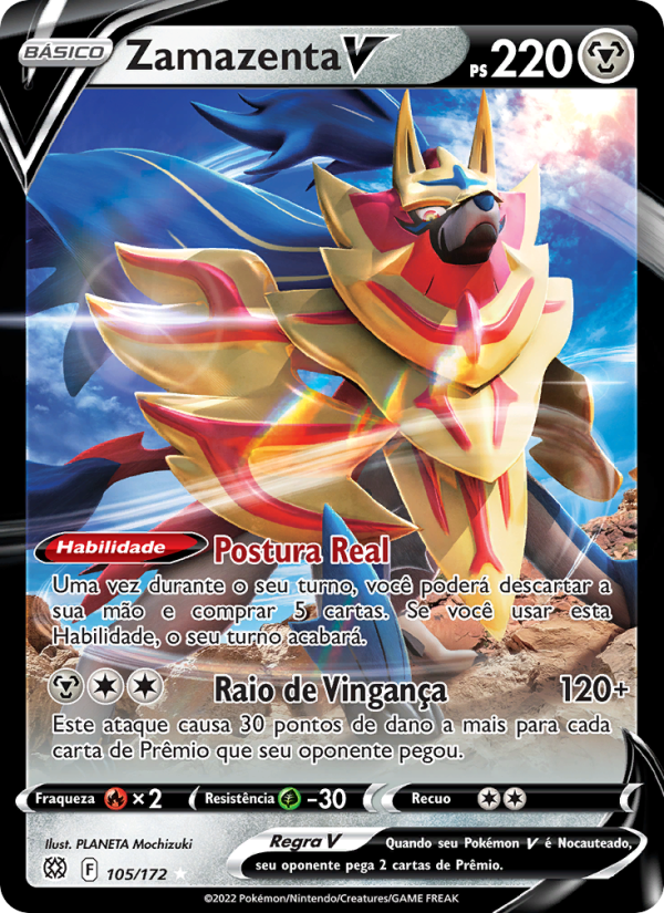 Zamazenta V 105 — Astros Cintilantes (Portuguese Pokémon TCG card)