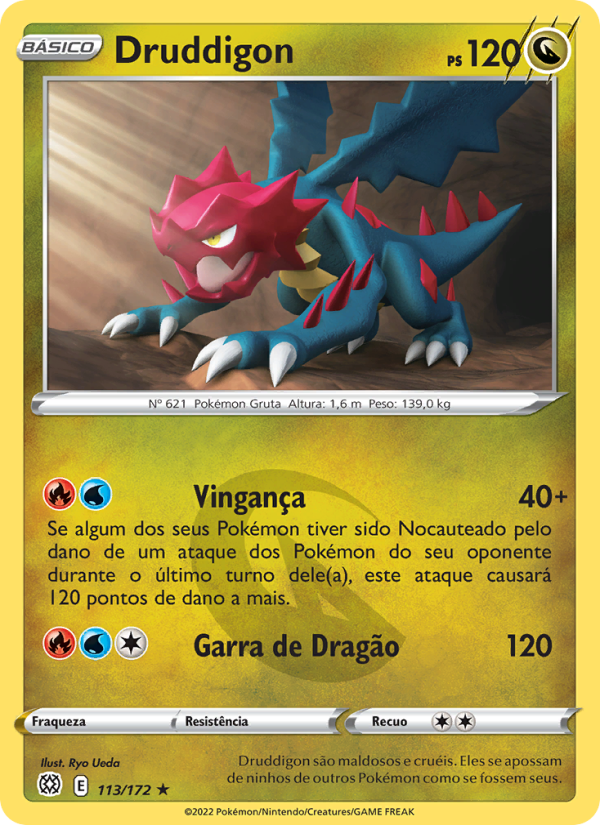 Druddigon 113 — Astros Cintilantes (Portuguese Pokémon TCG card)