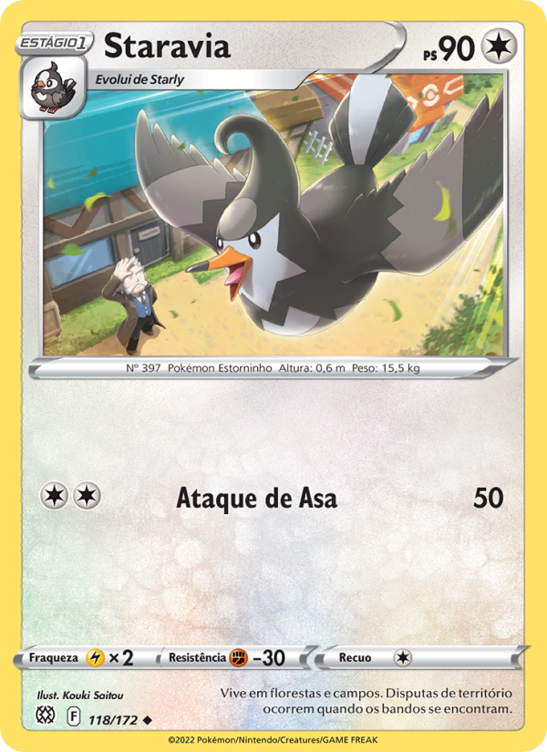 Staravia 118 — Astros Cintilantes (Portuguese Pokémon TCG card)