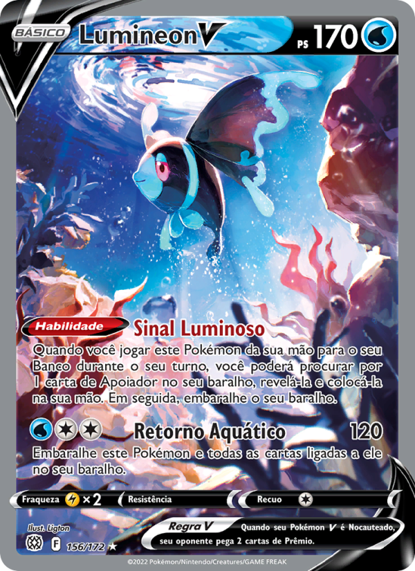 Lumineon V 156 — Astros Cintilantes (Portuguese Pokémon TCG card)