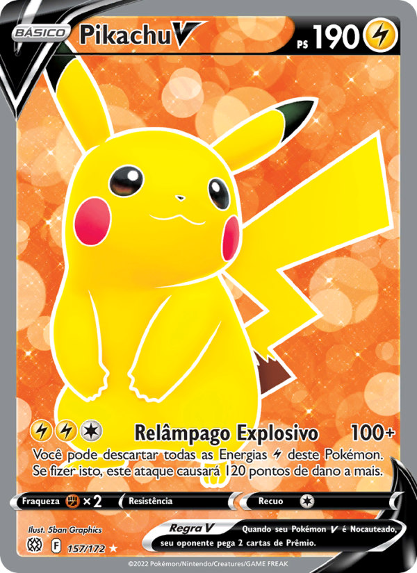Pikachu V 157 — Astros Cintilantes (Portuguese Pokémon TCG card)