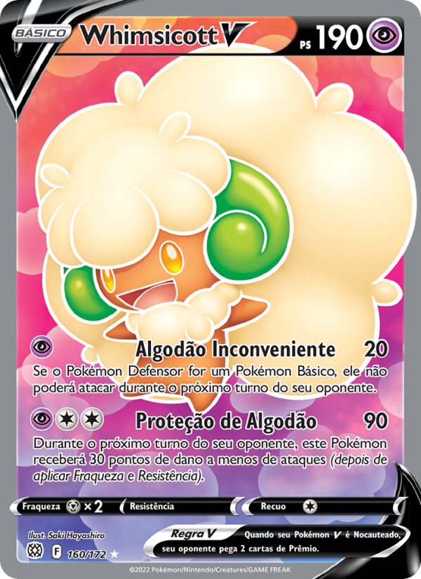 Whimsicott V 160 — Astros Cintilantes (Portuguese Pokémon TCG card)
