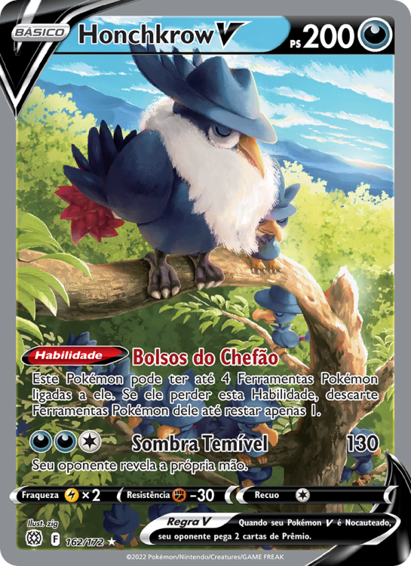 Honchkrow V 162 — Astros Cintilantes (Portuguese Pokémon TCG card)