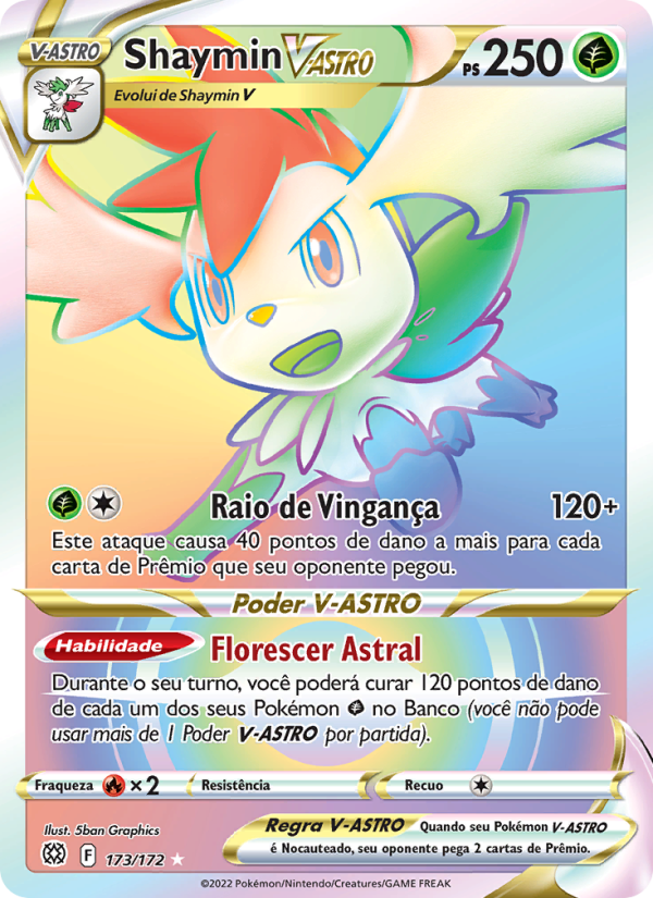 Shaymin V-ASTRO 173 — Astros Cintilantes (Portuguese Pokémon TCG card)