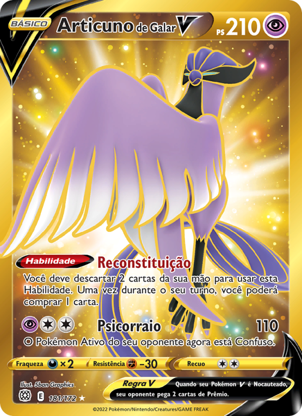 Articuno de Galar V 181 — Astros Cintilantes (Portuguese Pokémon TCG card)