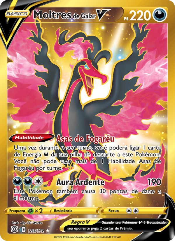 Moltres de Galar V 183 — Astros Cintilantes (Portuguese Pokémon TCG card)