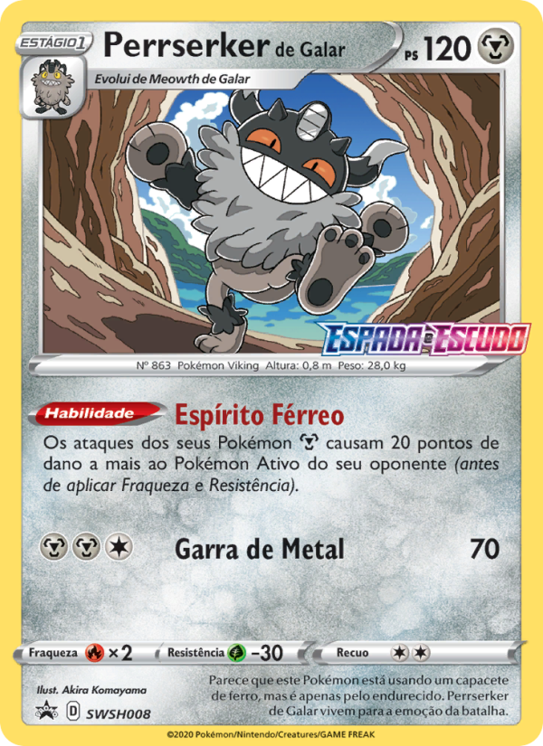 Perrserker de Galar SWSH008 — ESES Promos (Portuguese Pokémon TCG card)
