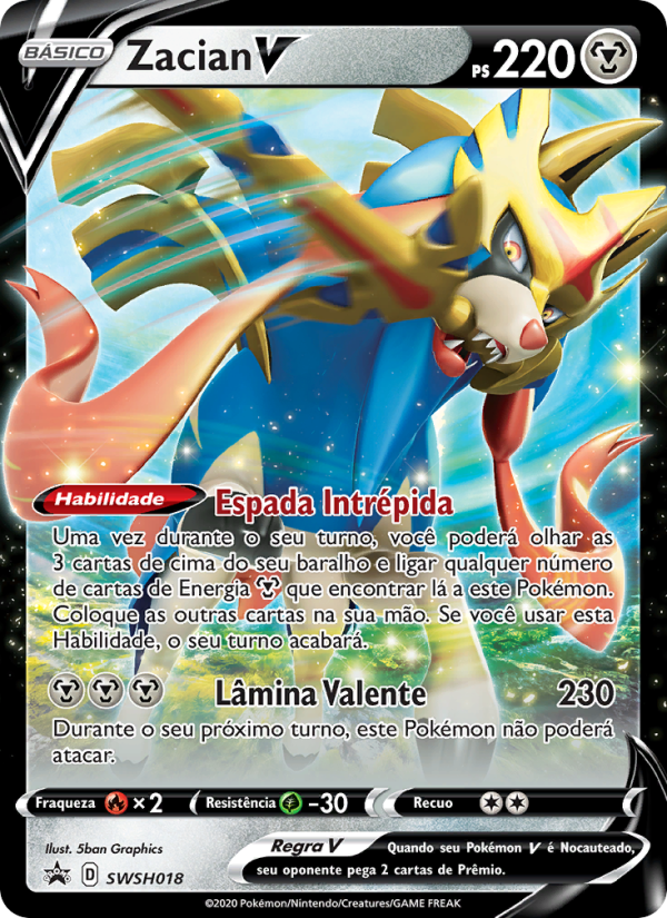 Zacian V SWSH018 — ESES Promos (Portuguese Pokémon TCG card)