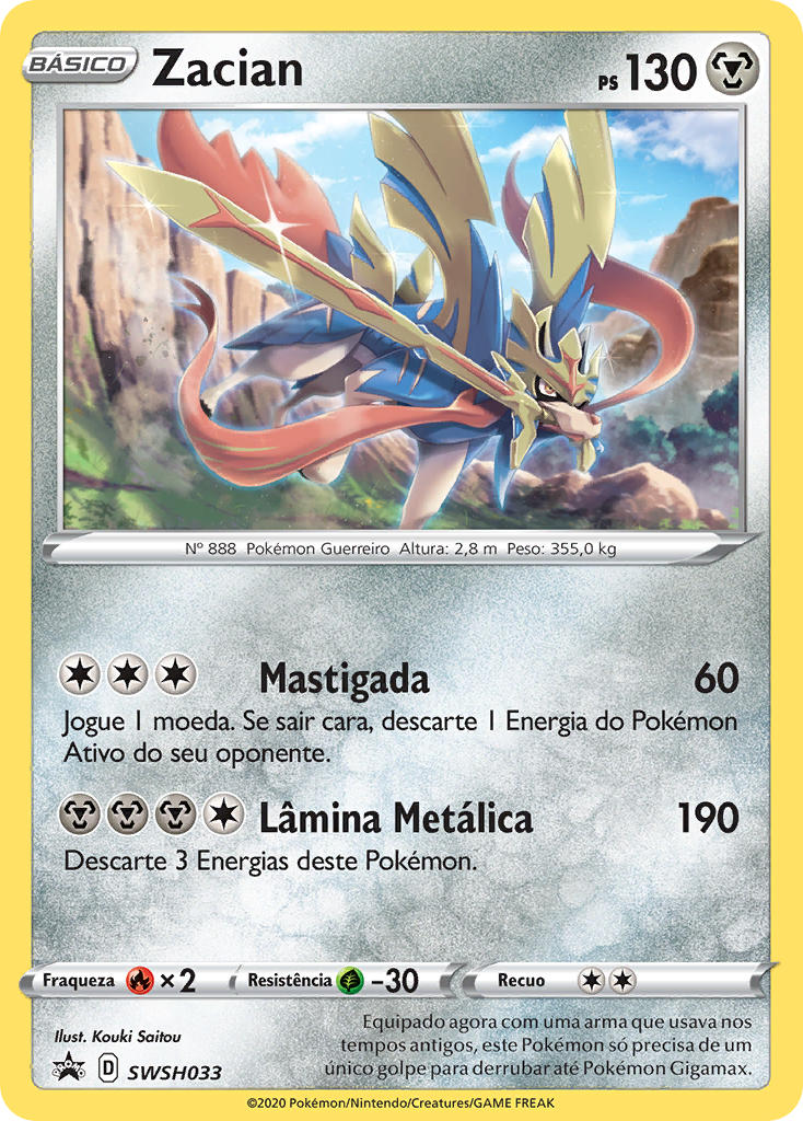 Zacian SWSH033 — Sword & Shield Promos (Portuguese Pokémon TCG card)