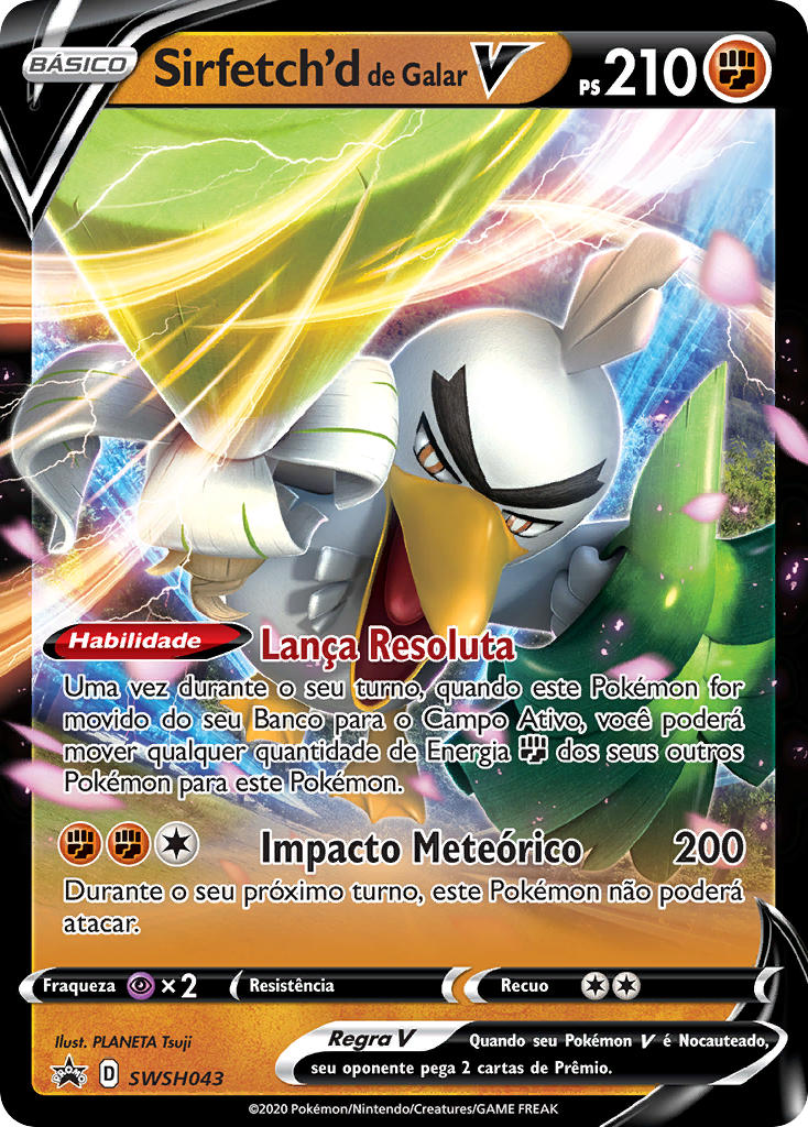 Sirfetch'd de Galar V SWSH043 — Sword & Shield Promos (Portuguese Pokémon TCG card)