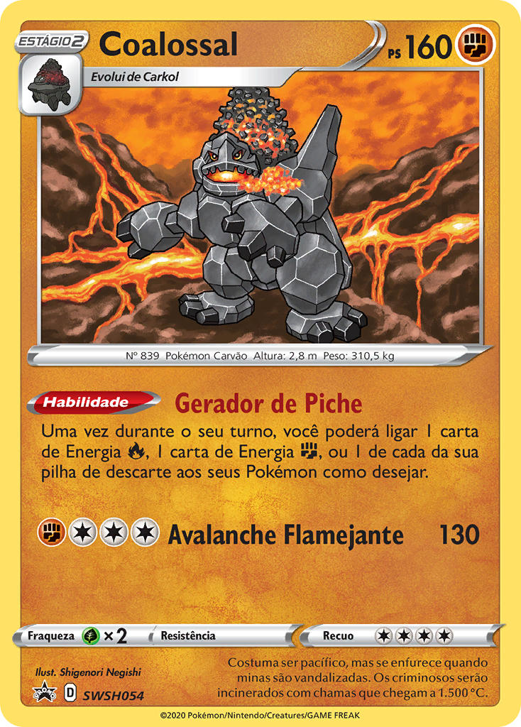 Coalossal SWSH054 — Sword & Shield Promos (Portuguese Pokémon TCG card)