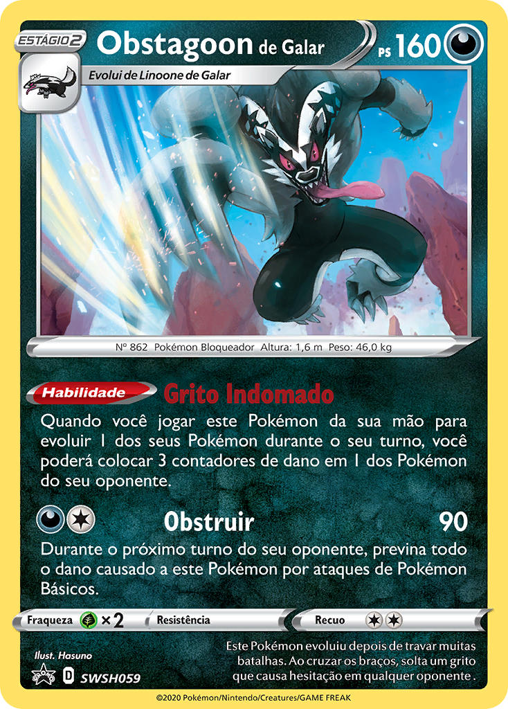 Obstagoon de Galar SWSH059 — Sword & Shield Promos (Portuguese Pokémon TCG card)