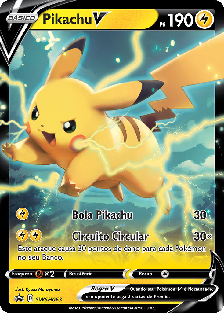 Pikachu V SWSH063 — Sword & Shield Promos (Portuguese Pokémon TCG card)