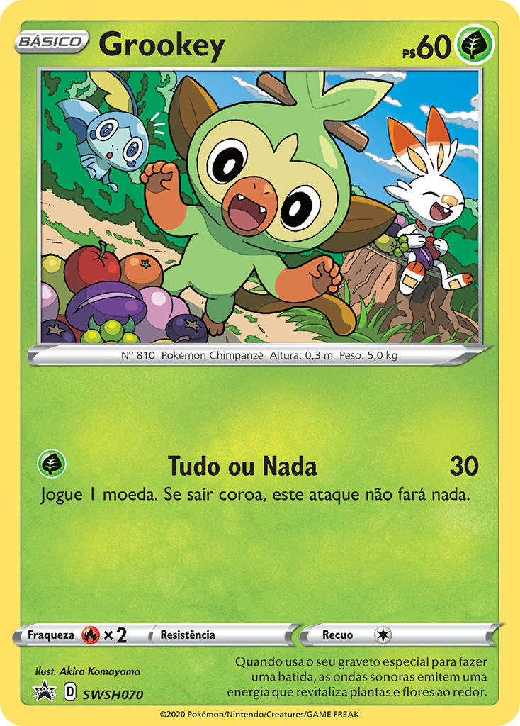 Grookey SWSH070 — Sword & Shield Promos (Portuguese Pokémon TCG card)