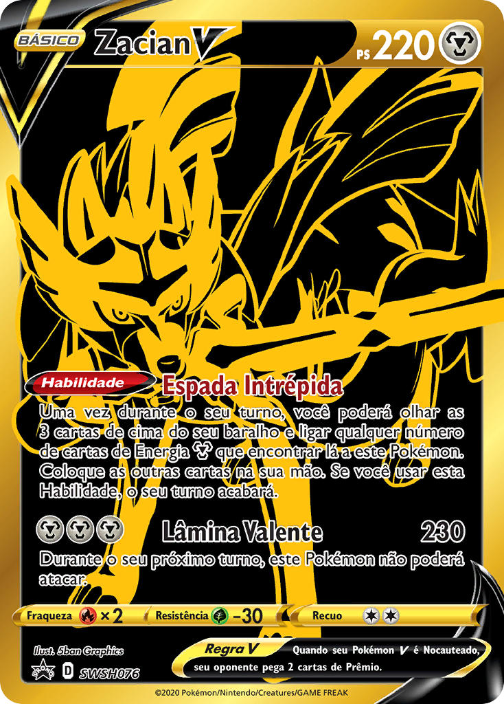 Zacian V SWSH076 — Sword & Shield Promos (Portuguese Pokémon TCG card)