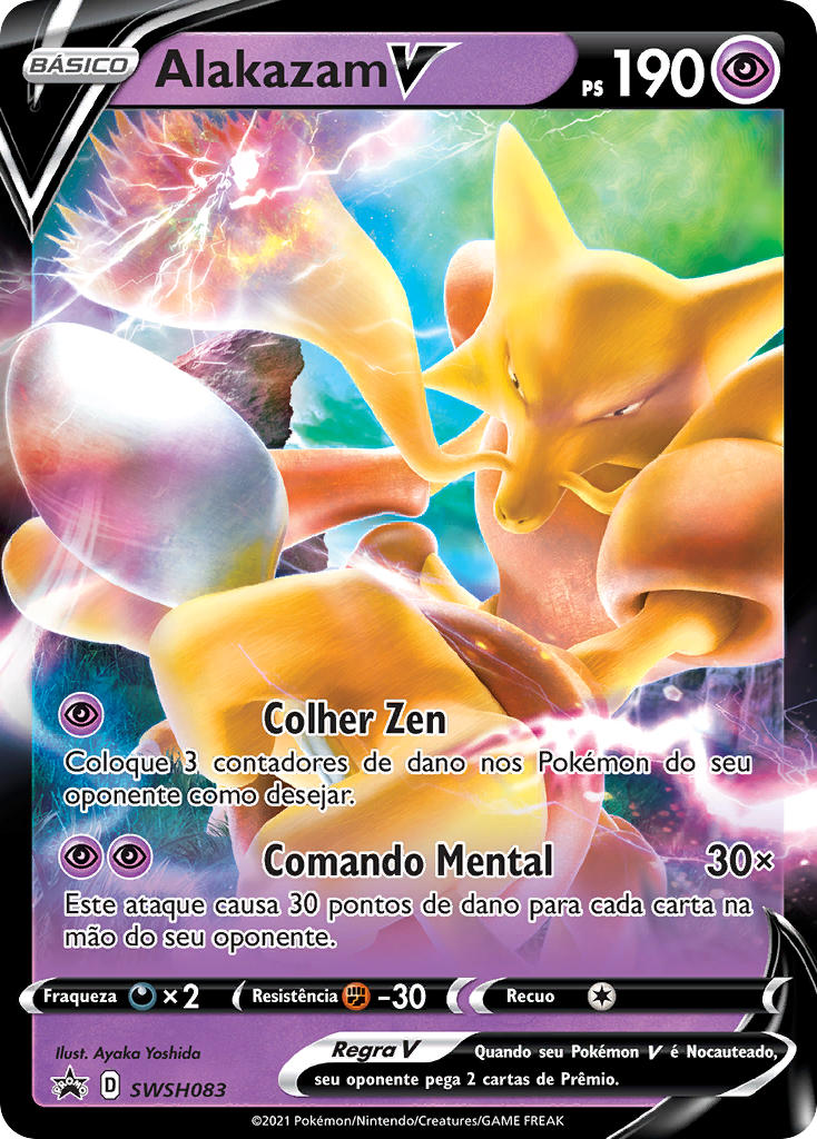 Alakazam V SWSH083 — Sword & Shield Promos (Portuguese Pokémon TCG card)