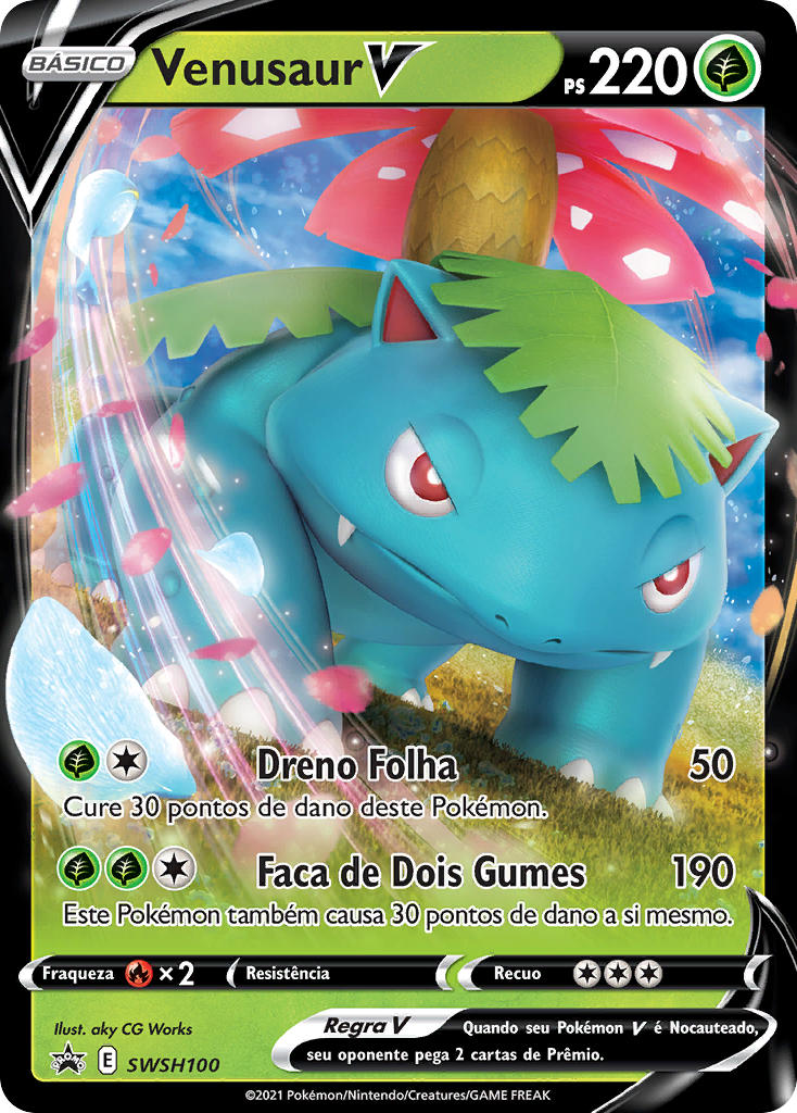 Venusaur V SWSH100 — Sword & Shield Promos (Portuguese Pokémon TCG card)
