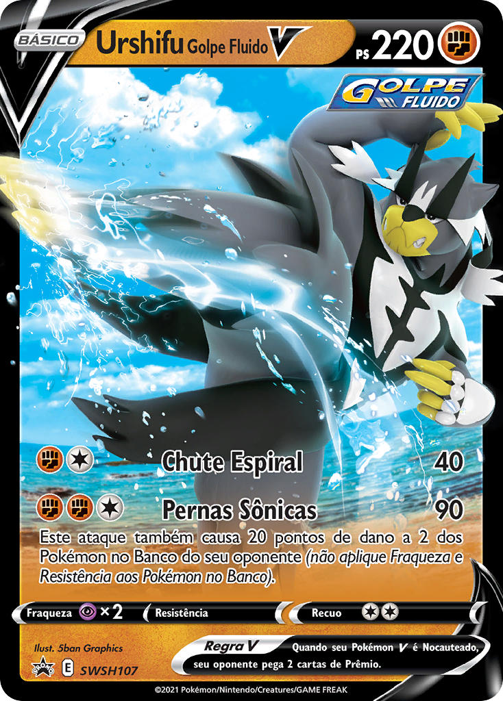 Urshifu Golpe Fluido V SWSH107 — Sword & Shield Promos (Portuguese Pokémon TCG card)
