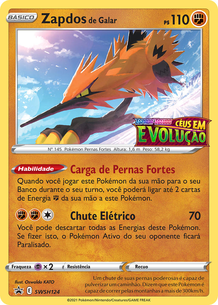 Zapdos de Galar SWSH124 — Sword & Shield Promos (Portuguese Pokémon TCG card)