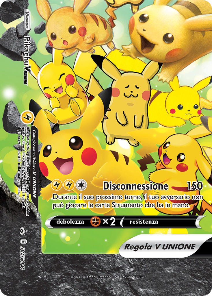 Pikachu V-UNIÃO SWSH141 — Sword & Shield Promos (Portuguese Pokémon TCG card)