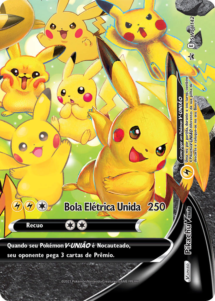 Pikachu V-UNIÃO SWSH142 — Sword & Shield Promos (Portuguese Pokémon TCG card)