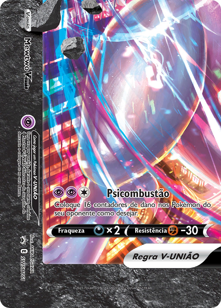 Mewtwo V-UNIÃO SWSH161 — Sword & Shield Promos (Portuguese Pokémon TCG card)