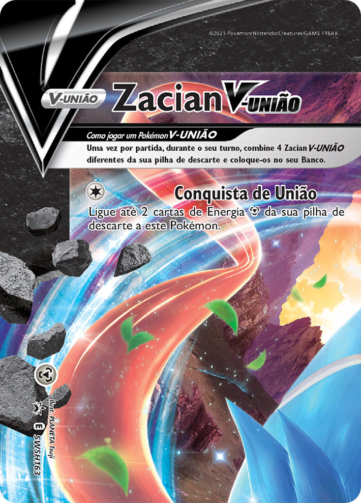 Zacian V-UNIÃO SWSH163 — Sword & Shield Promos (Portuguese Pokémon TCG card)
