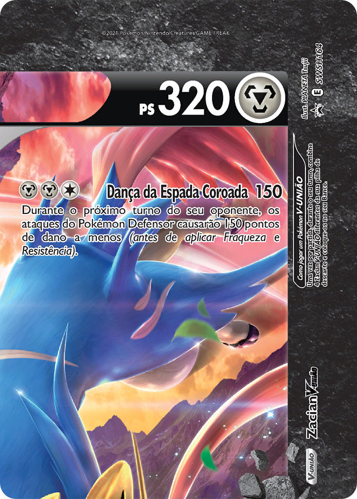 Zacian V-UNIÃO SWSH164 — Sword & Shield Promos (Portuguese Pokémon TCG card)