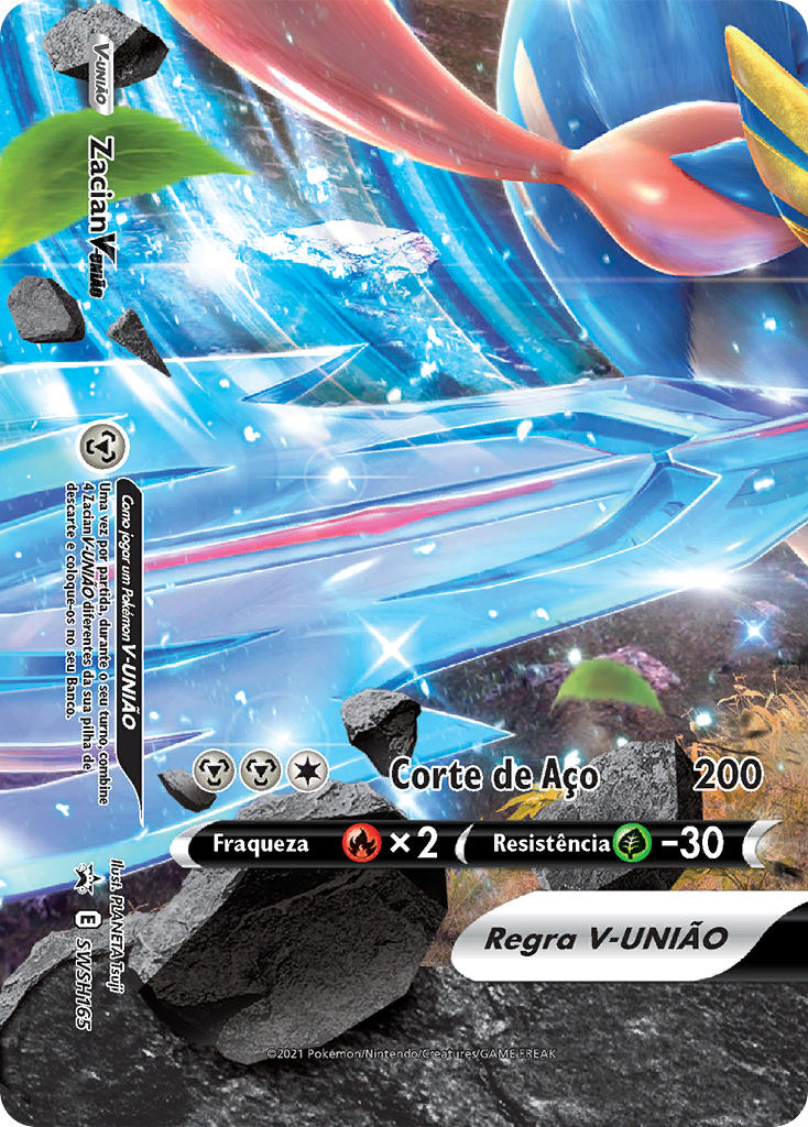 Zacian V-UNIÃO SWSH165 — Sword & Shield Promos (Portuguese Pokémon TCG card)
