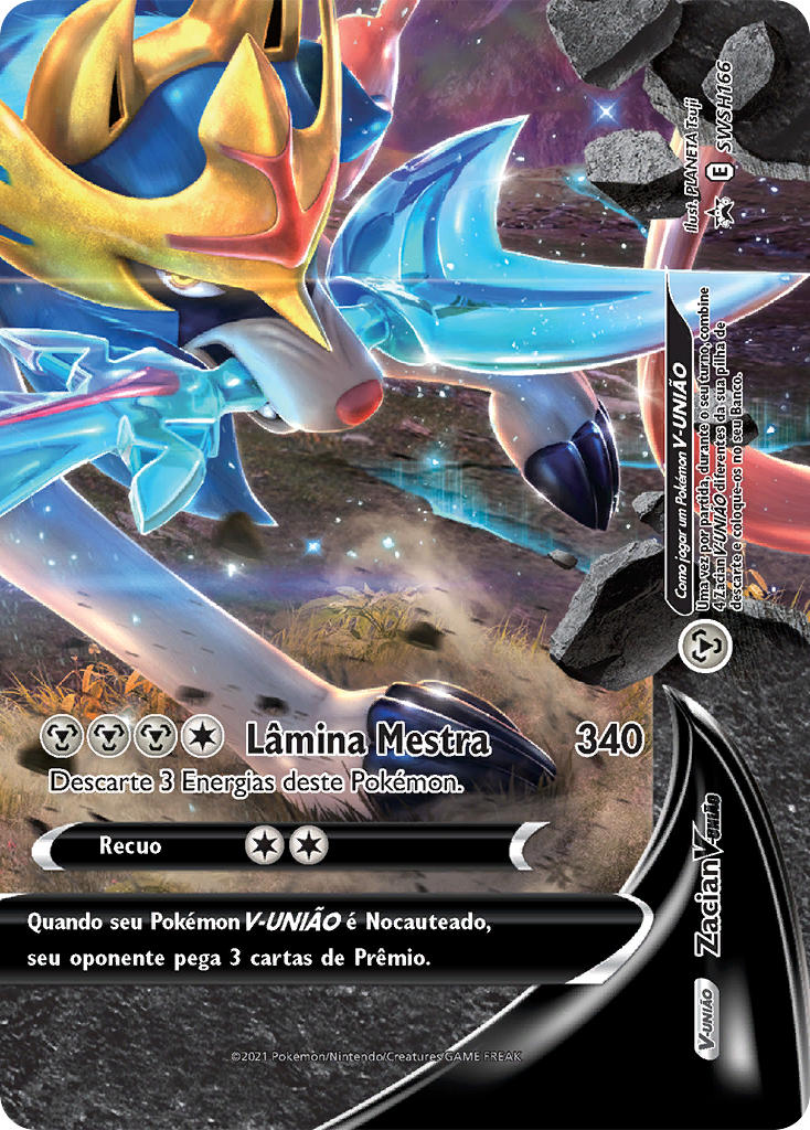 Zacian V-UNIÃO SWSH166 — Sword & Shield Promos (Portuguese Pokémon TCG card)