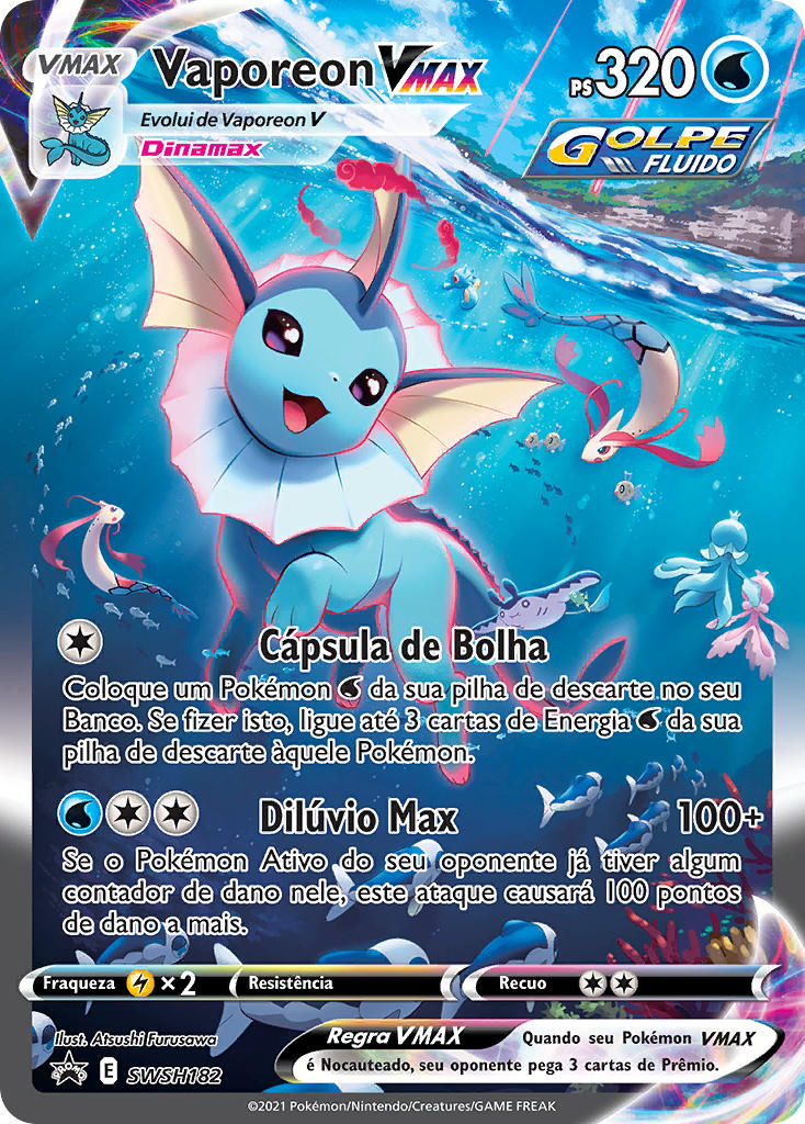 Vaporeon VMAX SWSH182 — Sword & Shield Promos (Portuguese Pokémon TCG card)