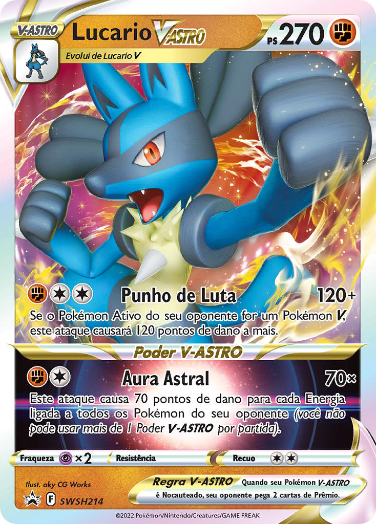 Lucario V-ASTRO SWSH214 — Sword & Shield Promos (Portuguese Pokémon TCG card)
