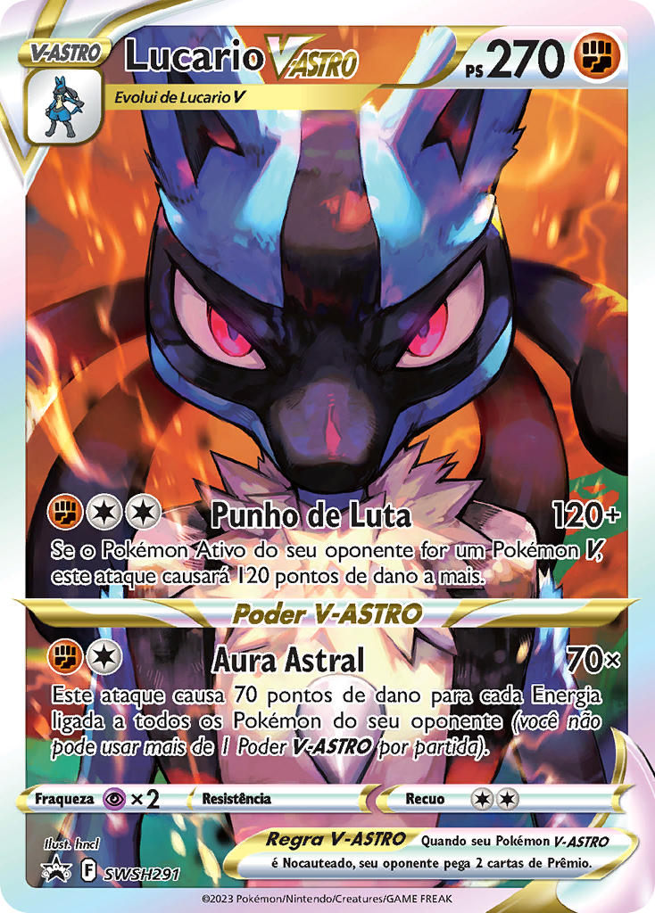 Lucario V-ASTRO SWSH291 — Sword & Shield Promos (Portuguese Pokémon TCG card)