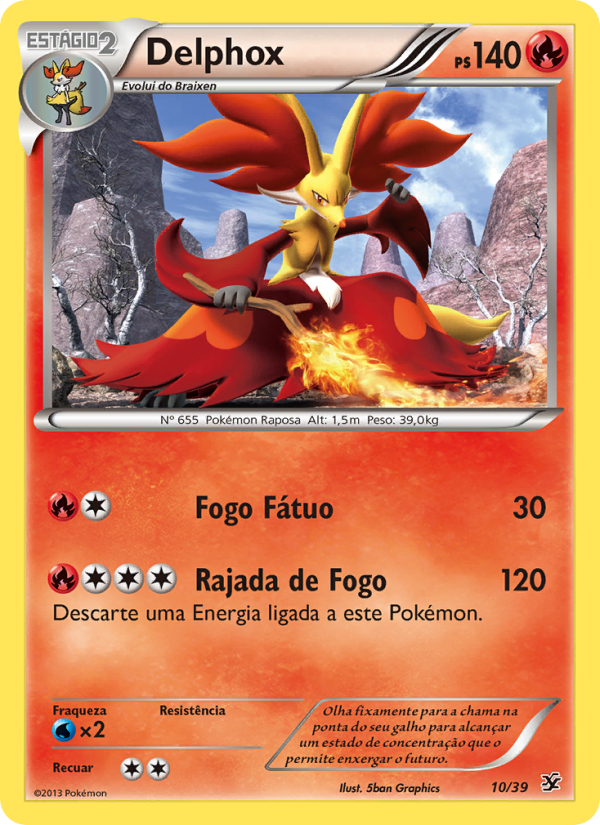 Delphox 10 — Conjunto para Iniciantes Kalos (Portuguese Pokémon TCG card)