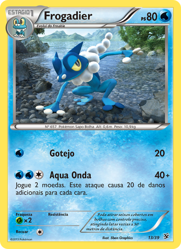 Frogadier 13 — Conjunto para Iniciantes Kalos (Portuguese Pokémon TCG card)