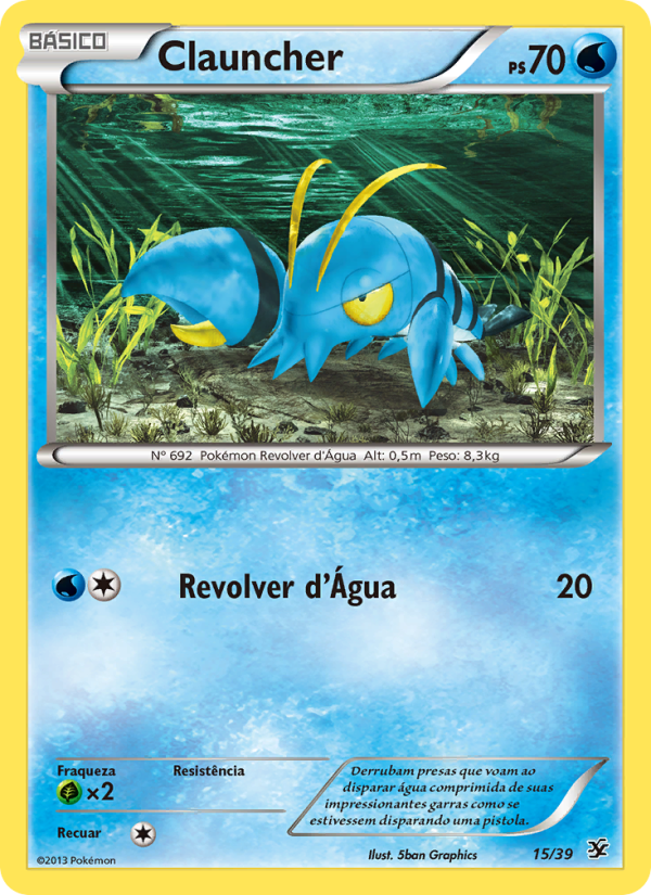 Clauncher 15 — Conjunto para Iniciantes Kalos (Portuguese Pokémon TCG card)